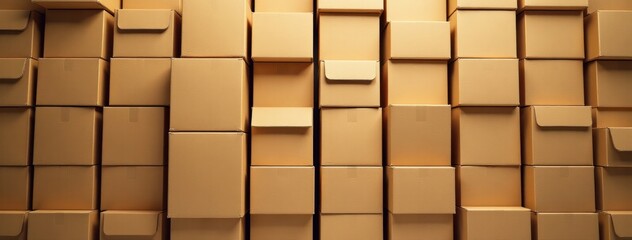 Neatly Stacked Cardboard Boxes. Storage and Logistics. Excellent for illustrating logistics and supply chain concepts, warehousing, storage solutions, moving services