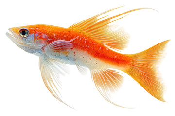 Fototapeta premium Goldfish swimming gracefully in clear water with vibrant fins and scales showcasing bright orange coloration