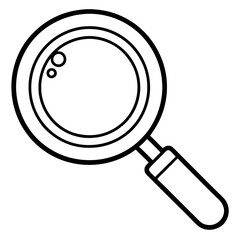 Outline Drawing of a Magnifying Glass – Vector Illustration, Clipart, Line Art Design, Magnifying glass outline vector for experiments, clipart, and line art design on a white background.