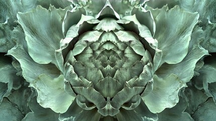 Obraz premium Intricate Green Floral Design with Symmetrical Petals and Textures