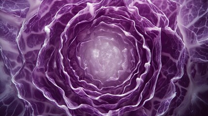 Fototapeta premium Close-Up View of Intricate Purple Cabbage Layers and Patterns