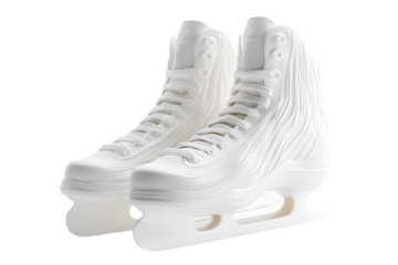 Elegant White Ice Skates Ready for Winter Fun Smooth Curves and Clean Design