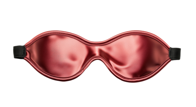 Red eye mask with black straps isolated
