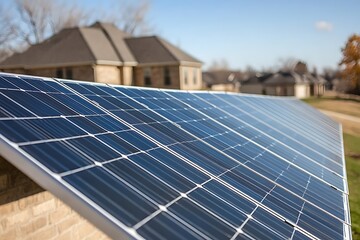 Residential Rooftop Solar Panels Generating Clean Energy