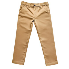 A Pair of Khaki Chinos with Slim Fit Design Isolated on Transparent Background