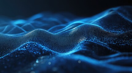 A digital blue wave design with a futuristic business feel and glowing dots.