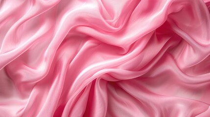 Fototapeta premium Soft pink satin fabric draped elegantly, showcasing smooth texture and gentle folds, perfect for fashion or decor