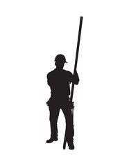 Naklejka premium Construction Laborer Silhouette, Construction Worker Silhouette Vector. High-Quality Silhouette Vector