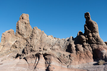 Fototapeta premium Visiting of Teide national park on Tenerife and view on volcanic landscapes, Canary islands, Spain