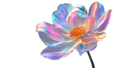 Fototapeta premium Vibrant iridescent flower with transparent background blooming gracefully