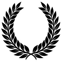 Laurel Wreath Vector | Clipart, Line Art & Cartoon Illustration, Elegant laurel wreath vector illustration, perfect for clipart, line art, cartoons, and digital designs.