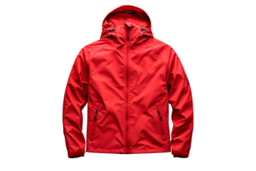 A red jacket with a hood isolated on transparent background