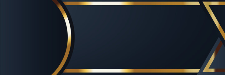 Gold geometric navy banner design template