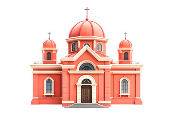 Obraz premium Serene Coral Church Peaceful Architecture Divine Design