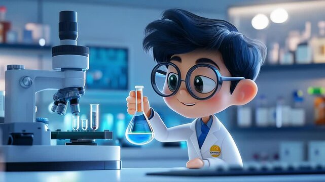 cartoon character cute Scientist Videos 4K