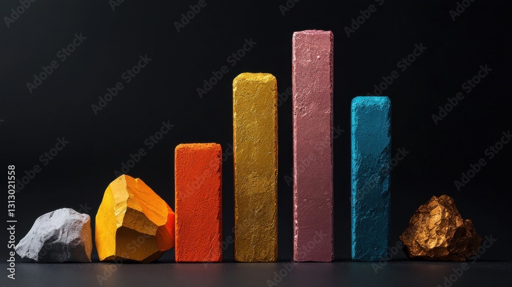 Aufkleber a row of colorful blocks with one of them being gold