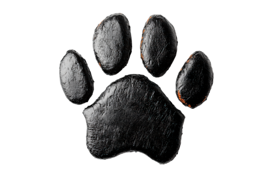 A black paw print isolated on transparent background