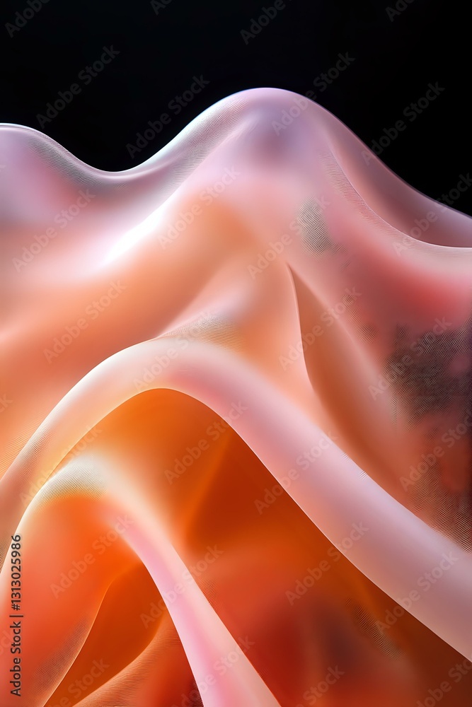 Poster smooth flowing curves in orange and pink create abstract waves with soft gradients and gentle undula