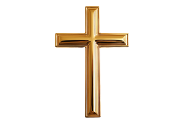 A gold cross isolated on transparent background