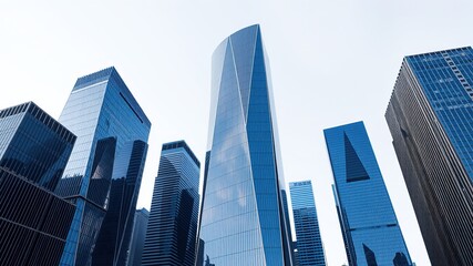 Naklejka premium Modern Angular Skyscrapers in Cityscape