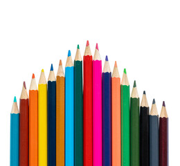 Colored wooden pencils set isolated on transparent background, PNG File