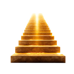 A Celestial Golden Staircase Glowing with Radiant Light Isolated on Transparent Background