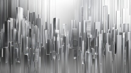 Obraz premium Abstract cityscape rendered using metallic vertical rectangular structures