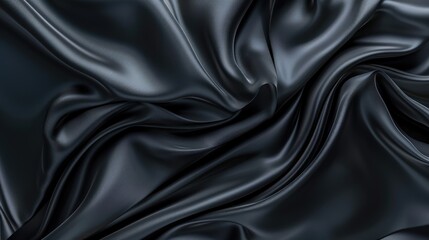Obraz premium A close-up view of luxurious black satin fabric showcasing its smooth texture and elegant draping