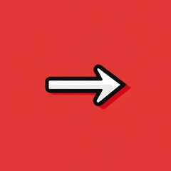 A bold and minimalist right arrow icon on a vibrant red background, symbolizing direction and movement in design and communication.