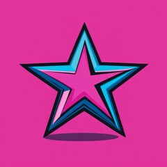 Obraz premium A vibrant graphic representation of a multi-colored star against a bright pink background, capturing modern art design trends.