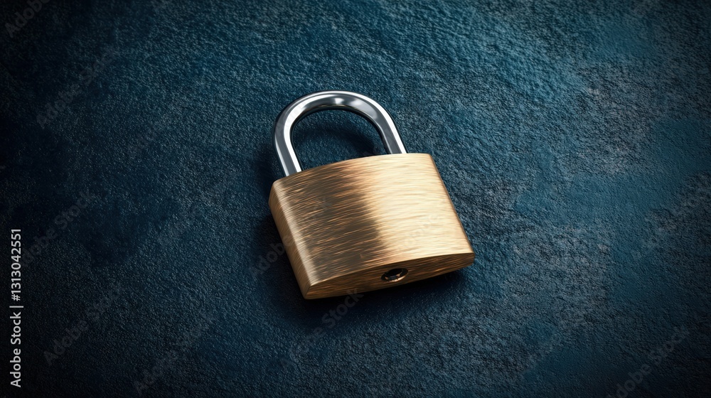 Poster high-resolution image of a secure padlock set against a blue background representing digital securit