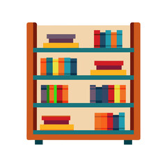 a bookshelf with books isolated on transparent background.