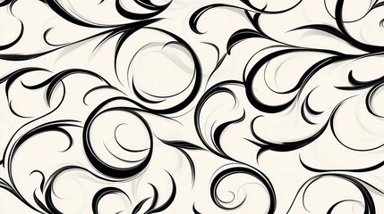 Intricate black and white swirl pattern featuring elegant, flowing lines with a modern artistic design aesthetic