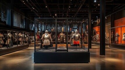 A Museum Exhibit Showcases Historical Armor From Various Periods