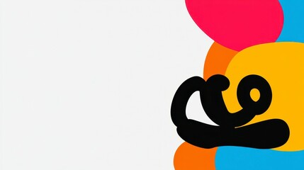 Fototapeta premium Colorful abstract composition featuring bold shapes and vibrant hues with a minimalist white background