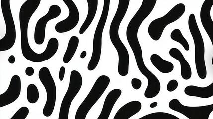 Abstract black and white pattern featuring fluid, organic shapes reminiscent of animal textures or art design