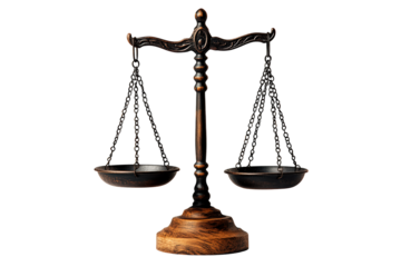 A black scale of justice isolated on transparent background