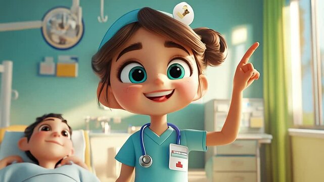 cartoon character cute Nurse Videos 4K