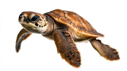 Fototapeta premium A baby turtle is swimming in the water