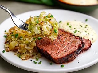  forkful of corned beef and cabbage