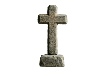 A stone cross on a stand isolated on transparent background