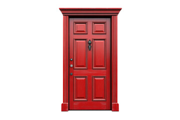 A red door isolated on transparent background