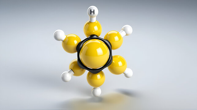 3D flat model of hydrogen sulfide molecular structure showcasing chalcogen hydride gas viewed through a microscope