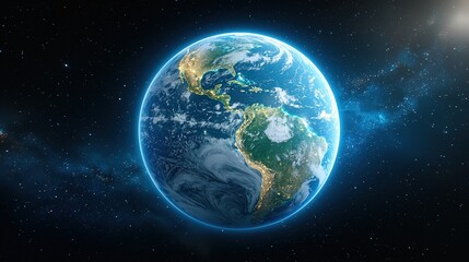 Obraz premium A stunning 3D representation of Earth, showcasing smooth lines and full detail of the planet surface, oceans, and atmosphere, rendered in ultra-high definition.