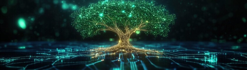 Mesmerizing tree with glowing lights creating an enchanting atmosphere in a beautiful nature setting