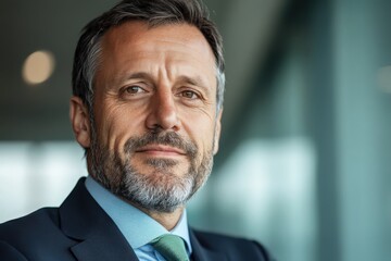 Portrait of a Confident Middle-Aged Man in a Dark Suit