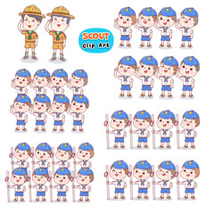 Cartoon Little Boy Scout Character.
