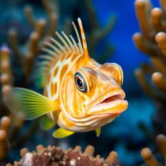 Obraz premium Filefish closeup on a tropical reef