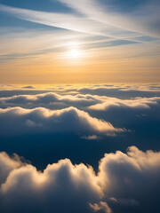 Fototapeta premium A soft and diffused quality of light is created by a delicate veil of clouds partially obscuring an artistic representation of sun