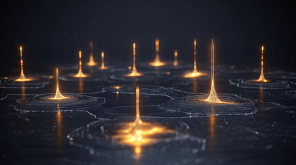 Illuminated Network: Digital connections visualized with glowing points and pathways against a dark, abstract backdrop, symbolizing the interconnectedness of the digital age.